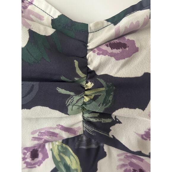 Bohme Delilah Midi Dress Floral NWT Lavender Ruching Lined Size Large - Picture 5 of 16